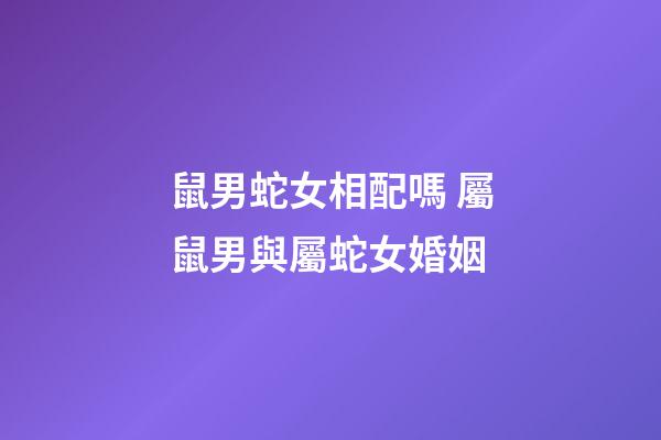 鼠男蛇女相配嗎 屬鼠男與屬蛇女婚姻-第1張-觀點-玄機派